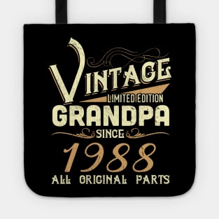 Vintage Grandpa Since 1988 Funny Man Myth Legend Daddy Tote