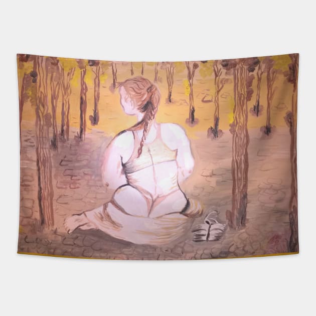 Lady In The Magic Forest Tapestry by Maltez