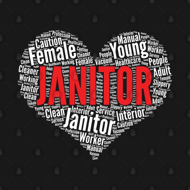 Janitor Heart Shape Word Cloud Design design by theodoros20