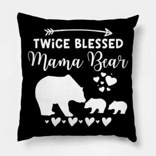 Twice Blessed Mama Bear For Mom With Two Kids Pillow