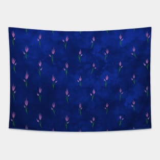 Abstract flower pattern on blue background Tapestry