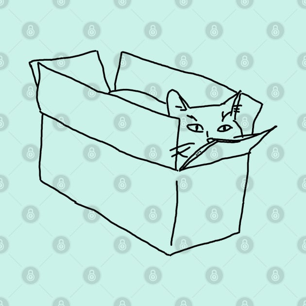 Cat in a box line illustration! by HFGJewels