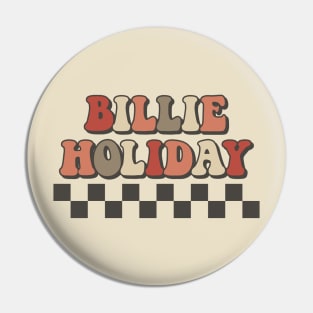 Billie Holiday Checkered Retro Groovy Style Pin