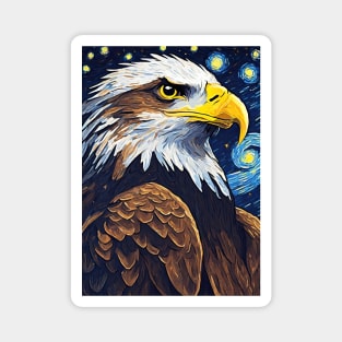 Eagle Animal Painting in a Van Gogh Starry Night Art Style Magnet