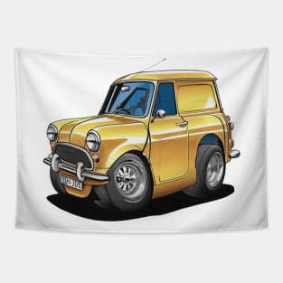 Cartoon drawings of Morris Mini 1000 van Tapestry