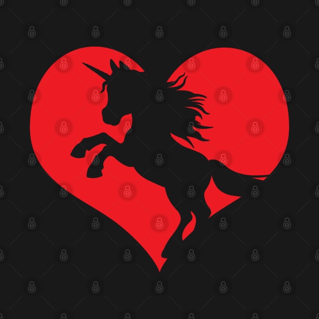 Love Unicorns Heart Unicorn Silhouette Cute by E