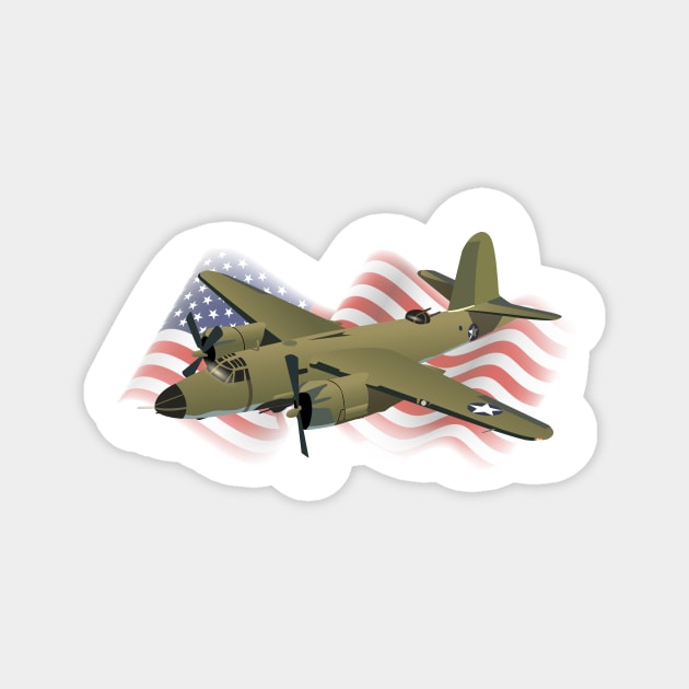 B-26 Marauder Patriotic WW2 Medium Bomber Magnet by NorseTech