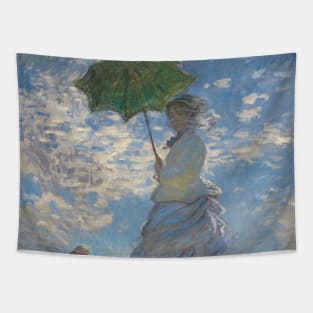 Woman with a Parasol - Madame Monet and Her Son by Claude Monet Tapestry