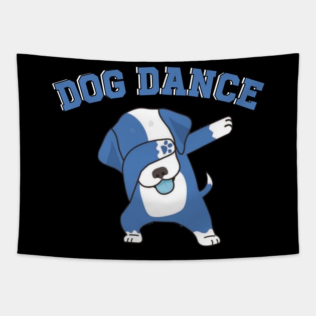 Blue dog dance Tapestry by Dsense Ilustrator