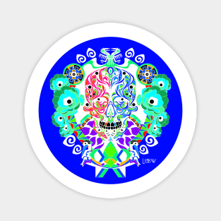 the catrina in tree of life ecopop totonac art popular zentangle white Magnet