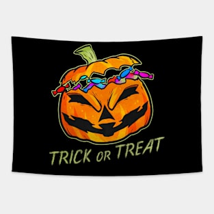 Pumpkin with Sweets Trick or Treat Halloween Tapestry