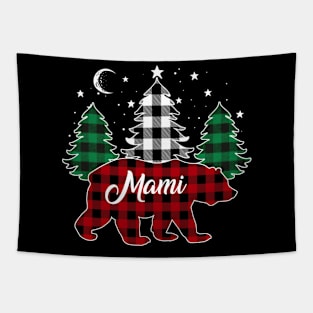 Mami Bear Buffalo Red Plaid Matching Family Christmas Tapestry