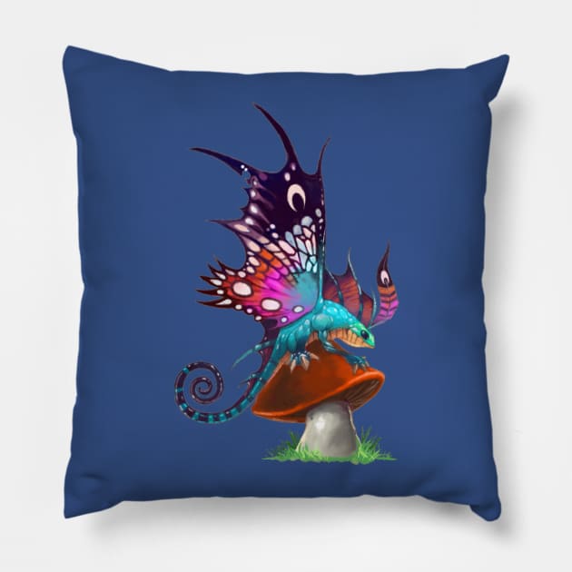 Realistic Bright Winged Dragon Pillow by DM