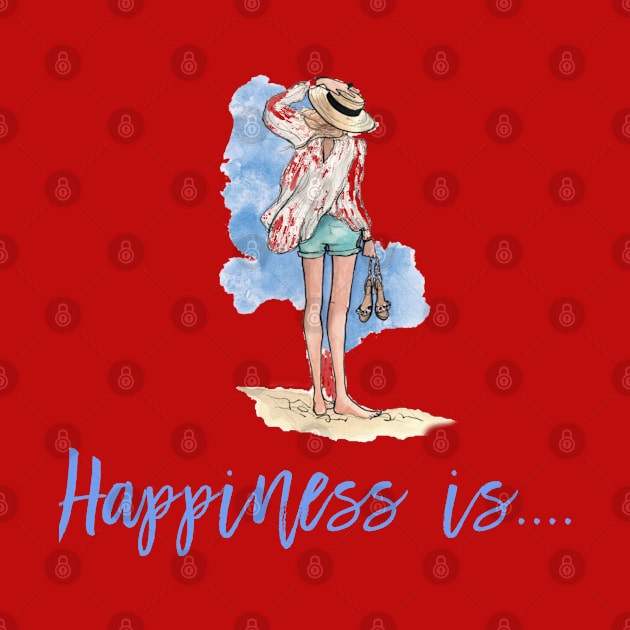 Girly Happiness is on the beach cute T shirt by nounejm