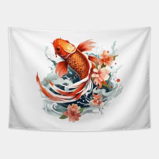 Koi Fish In A Pond Tapestry