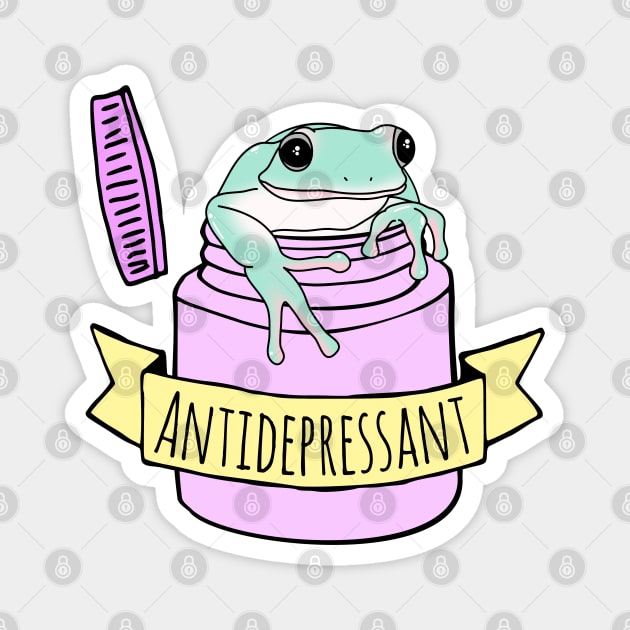 Antidepressant White Tree Frog Magnet by FandomizedRose