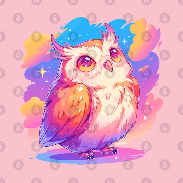 Cute owl with vivid colors by etherElric