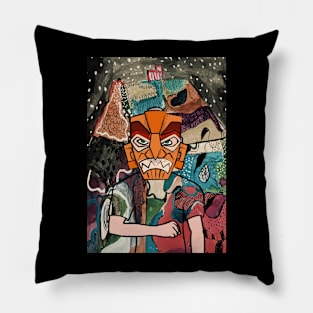 Discover KINDI Character on TeePublic - MaleMask with Hawaiian Green Eyes and Light Skin - Mystery Night Background Pillow