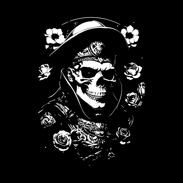 skull with roses design by lkn