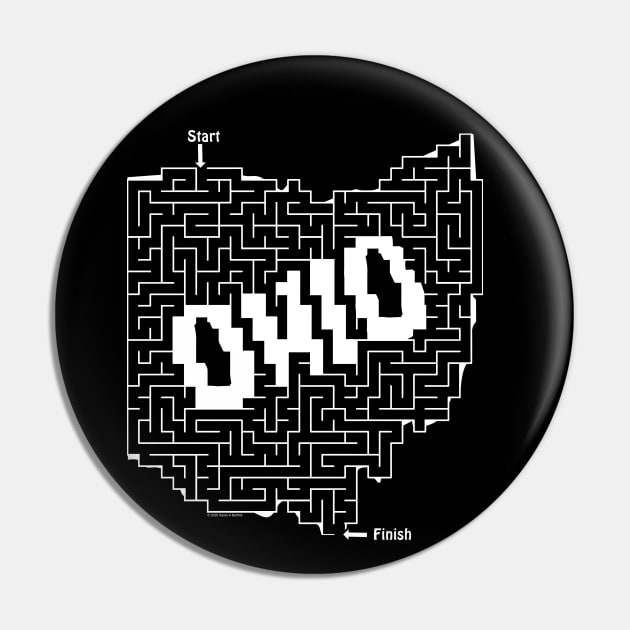 Ohio Maze White Pin by Barthol Graphics