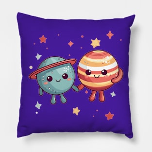 Cute Planets Holding Hands Pillow