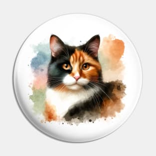 Cat Calico - Watercolor Cat Pin