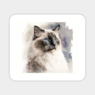 Rag Doll Cat Watercolour Painting Magnet