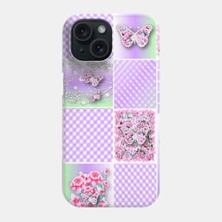 Butterfly and Flower Lovers Patchwork Pattern Phone Case