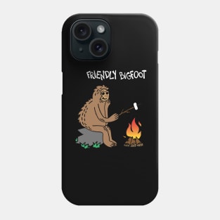 Friendly Bigfoot Grilling Marshmallows At A Campfire (White) Phone Case