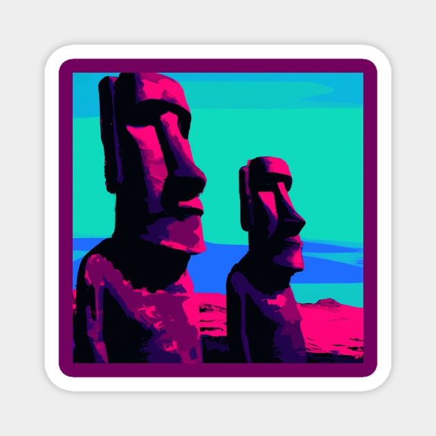 Easter Island Statues in Pop Art Magnet by Star Scrunch