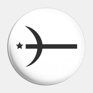 Combination of Crescent with Cross religious symbols in black flat design icon Pin