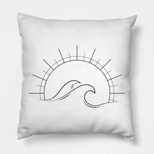 Minimalist wave and sun Pillow