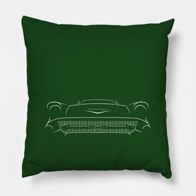 1957 Chevy Bel Air - front stencil, white Pillow by mal_photography