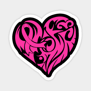 Support Breast Cancer Awareness Pink Ribbon And Heart Print Magnet