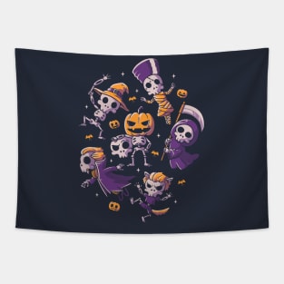 Halloween Skulls Cute Spooky Skeletons Tapestry