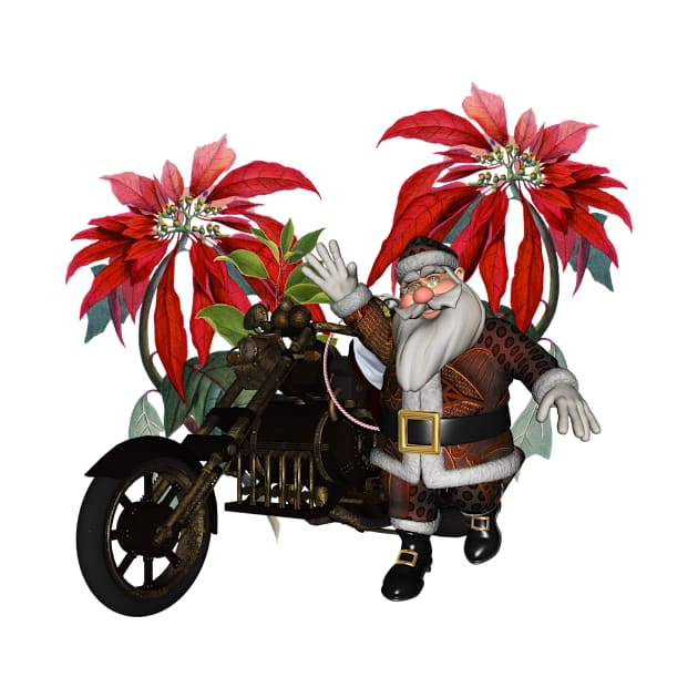 Steampunk Santa Claus with steampunk motorcycle is on the way to you by Nicky2342