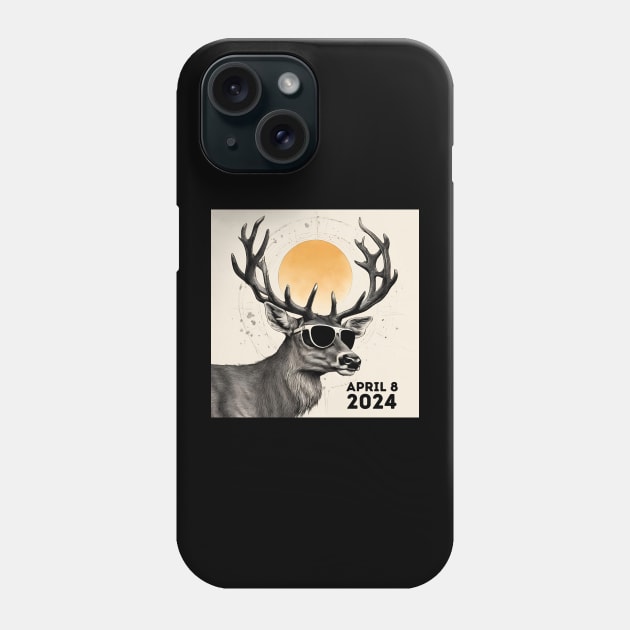 2024 Solar Eclipse Deer In The Sun and Moon Phone Case by Little Duck Designs