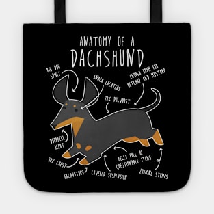 Black and Tan Dachshund Dog Anatomy Tote