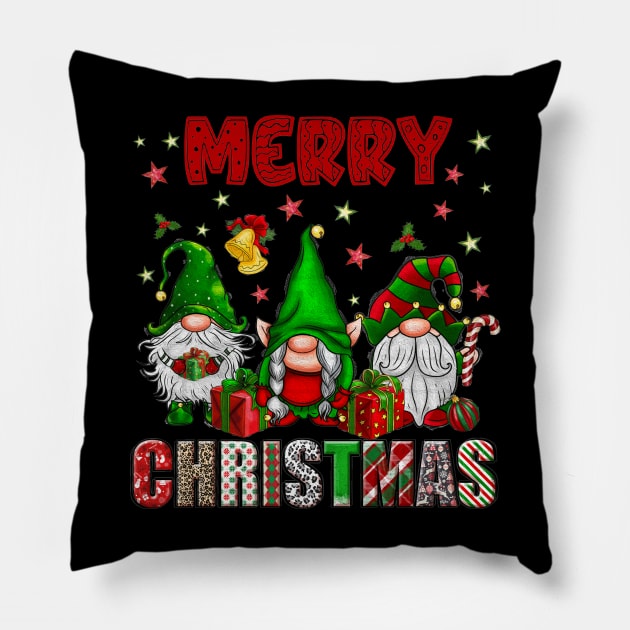 Merry Christmas Gnome Family Funny Xmas Tree Women Men Kids Pillow by JennyArtist