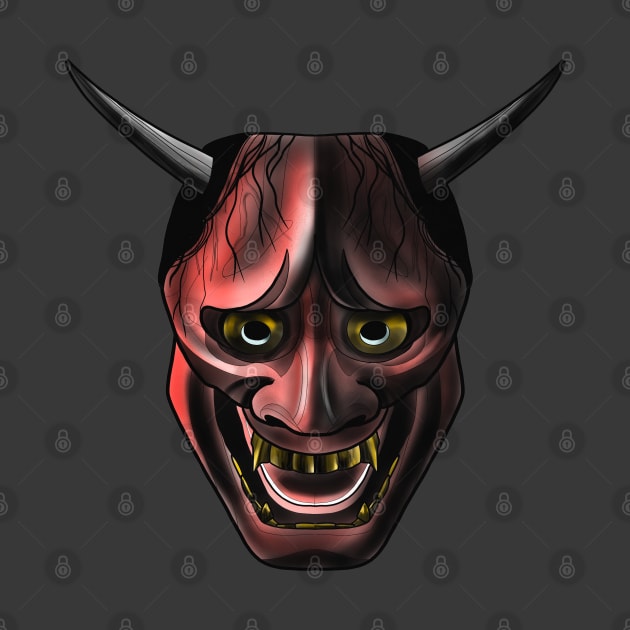 Hannya mask, japanese tattoo inspired design by Blacklinesw9