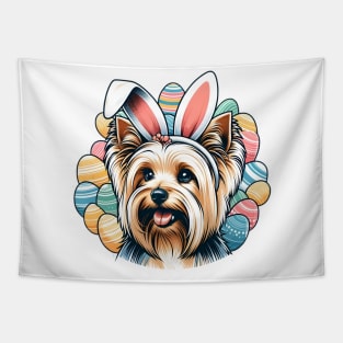 Silky Terrier with Bunny Ears Celebrates Easter Delight Tapestry