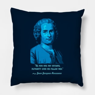 Teal Jean-Jacques Rousseau Portrait and Quote Pillow