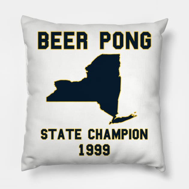 Vintage New York Beer Pong State Champion Pillow by fearcity