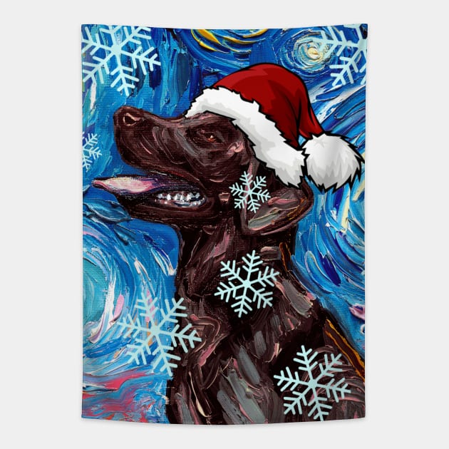 Chocolate Labrador Santa Tapestry by sagittariusgallery