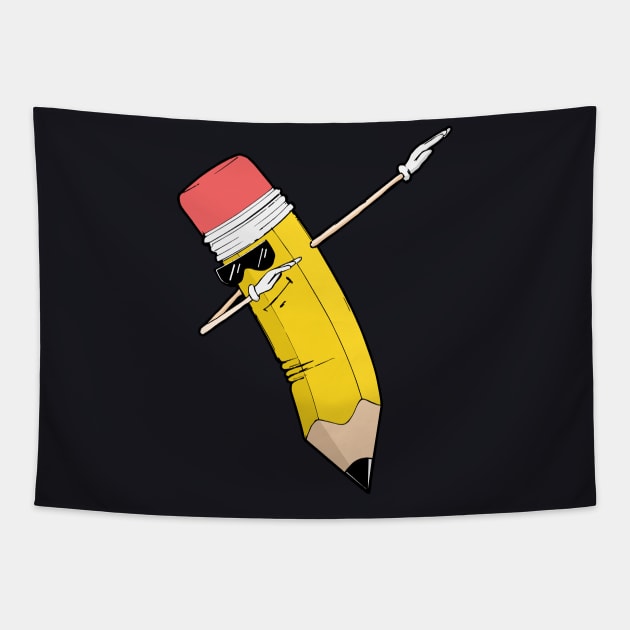 Back To School Dabbing Pencil Tapestry by AdeShirts