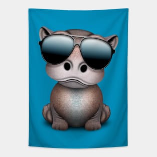 Cute Baby Hippo Wearing Sunglasses Tapestry