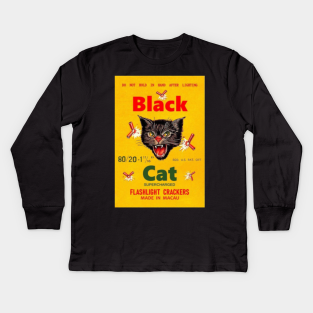Black Cat Fireworks Kids Long Sleeve Shirts Teepublic Uk