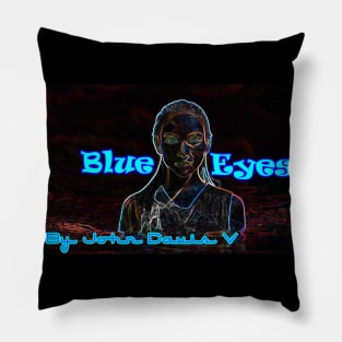 Blue Eyes Neon Abstract Psychedelic Pillow