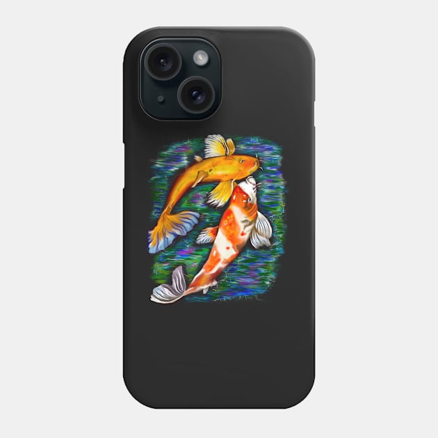 Best fishing gifts for fish lovers 2022. Koi fish pair couple swimming in koi pond Phone Case by Artonmytee