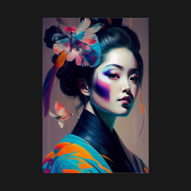 Japanese Geisha In Colorful Oil Paints. Gift Idea For Japan Fans 2 by PD-Store